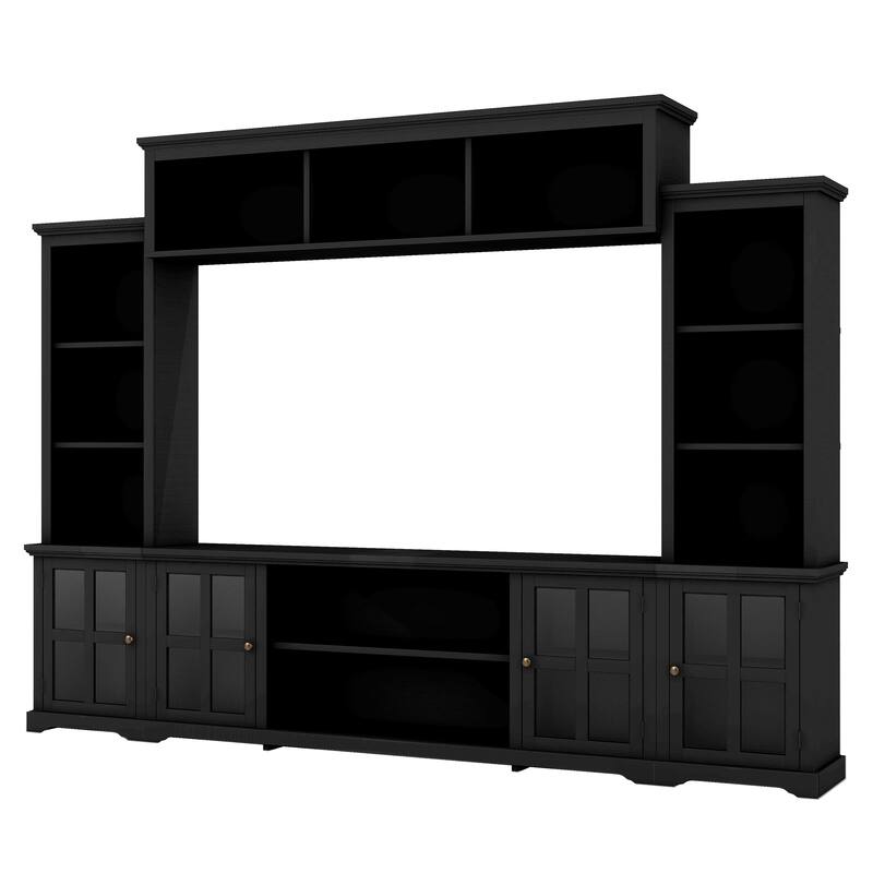 Modern Wall Unit with Bridge, TV Console Table for TVs Up to 70" Bed